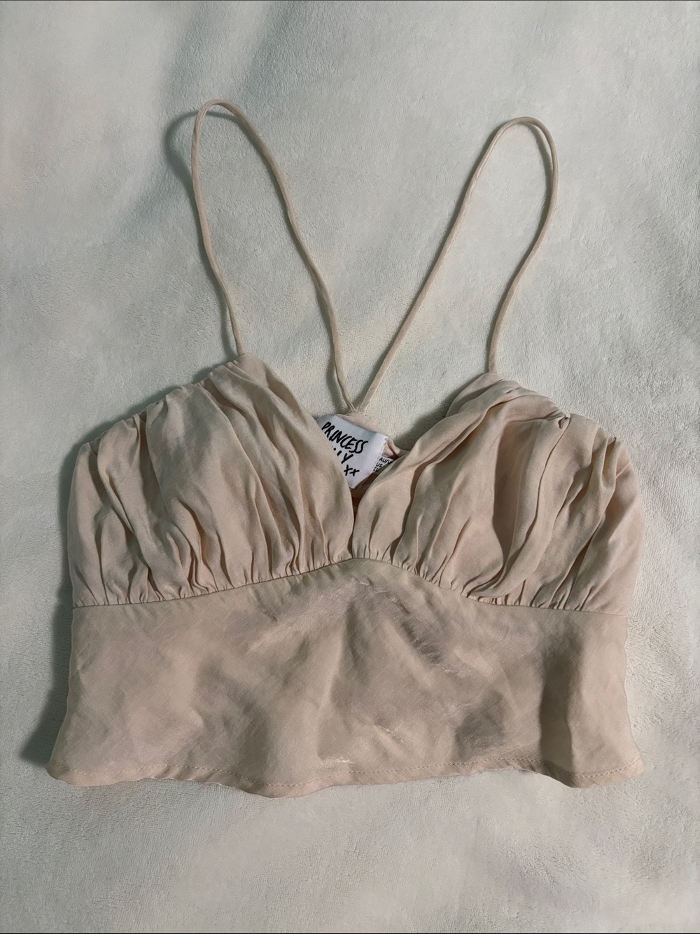 Princess Polly Blush Satin Spaghetti Strap Crop